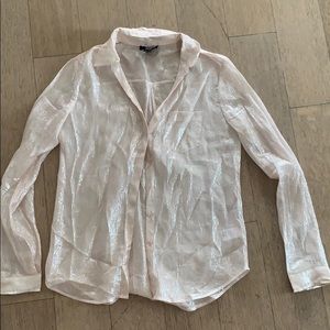 Paige pink metallic button down